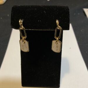 Macy's Gold and White Dangle Earrings